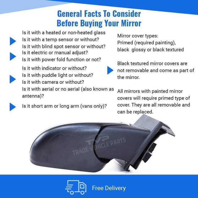 Fits Ford Fiesta Mk6 2005-2008 Door Wing Mirror Electric Heated Primed Driver Side - image 4