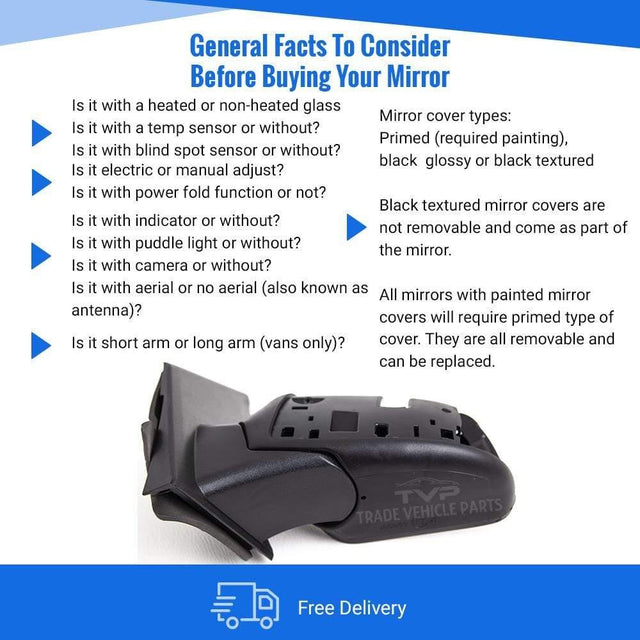 Fits Ford Fiesta Mk6 2005-2008 Door Wing Mirror Electric Heated Primed Passenger Side - image 4