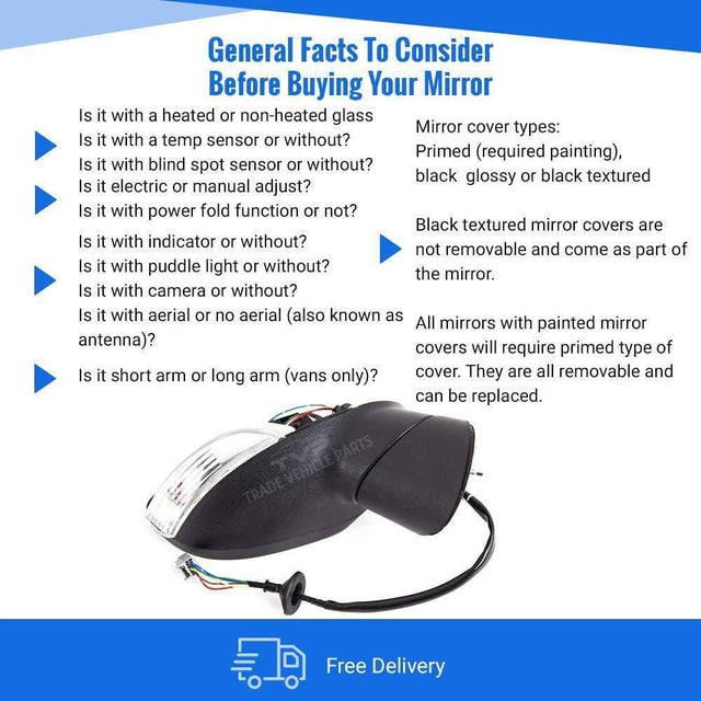 Fits Ford Fiesta Mk7 2008-2012 Door Wing Mirror Electric Heated Primed W/ Indicator Driver Side - image 4