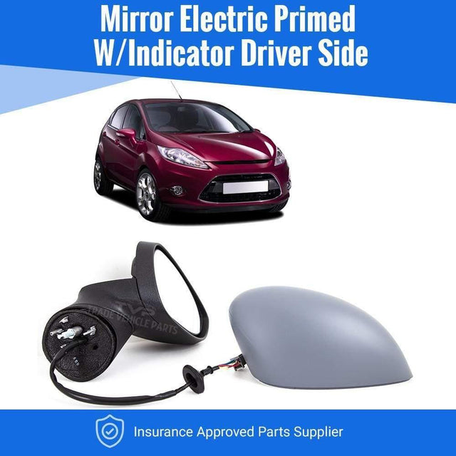 Fits Ford Fiesta Mk7 2008-2012 Door Wing Mirror Electric Heated Primed W/ Indicator Driver Side - image 2