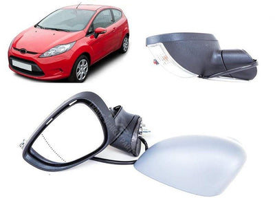 Fits Ford Fiesta Mk7 2008-2012 Door Wing Mirror Electric Heated Primed W/ Indicator Passenger Side - tradevehicleparts.co.uk