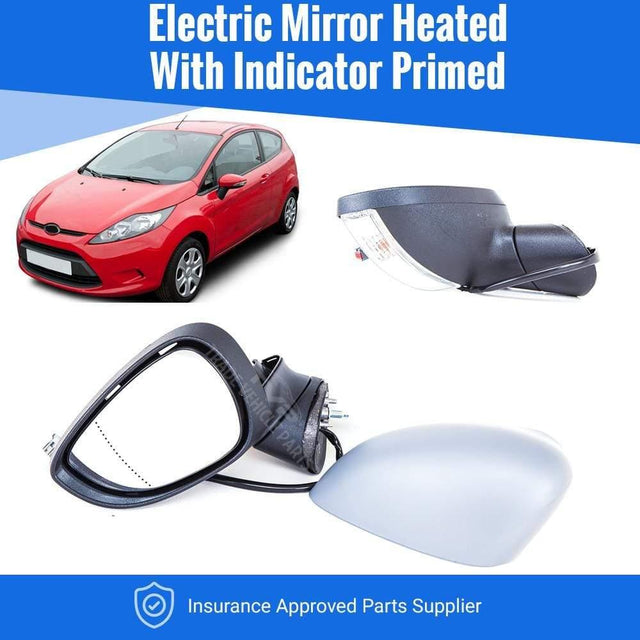 Fits Ford Fiesta Mk7 2008-2012 Door Wing Mirror Electric Heated Primed W/ Indicator Passenger Side - image 2