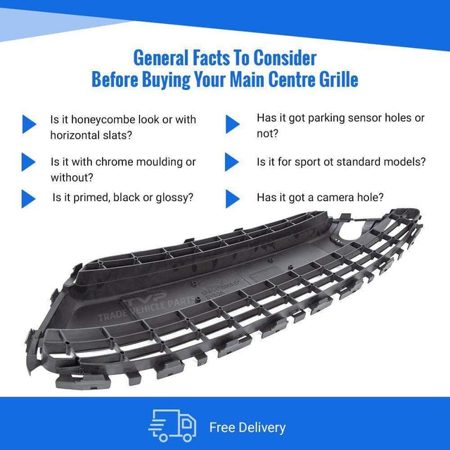 Fits Ford Fiesta Mk7 2008-2012 Main Centre Front Bumper Grille No Chrome Frame  - image 5