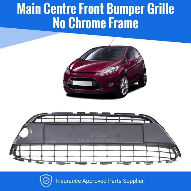 Fits Ford Fiesta Mk7 2008-2012 Main Centre Front Bumper Grille No Chrome Frame  - image 2