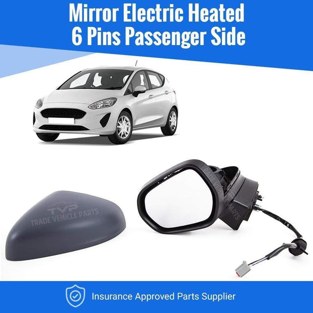 Fits Ford Fiesta Mk8 2017- Door Wing Mirror Electric Heated With Indicator 6 Pins Primed Cover Passenger Side - image 2