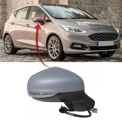 Fits Ford Fiesta Mk8 2017- Door Wing Mirror Electric Heated With Indicator 6 Pins With Primed Cover Driver Side - tradevehicleparts.co.uk