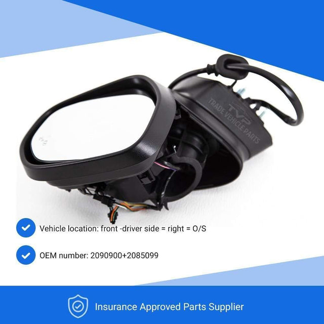 Fits Ford Fiesta Mk8 2017- Door Wing Mirror Electric Heated With Indicator, Power Fold, Puddle Lamp, Bliss 12 Pins Primed Cover Driver Side - image 2