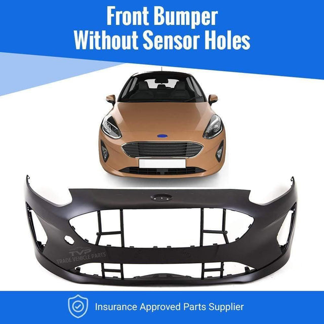 Fits Ford Fiesta Mk8 2017- Front Bumper No Sensor Holes Primed Standard Models - image 2