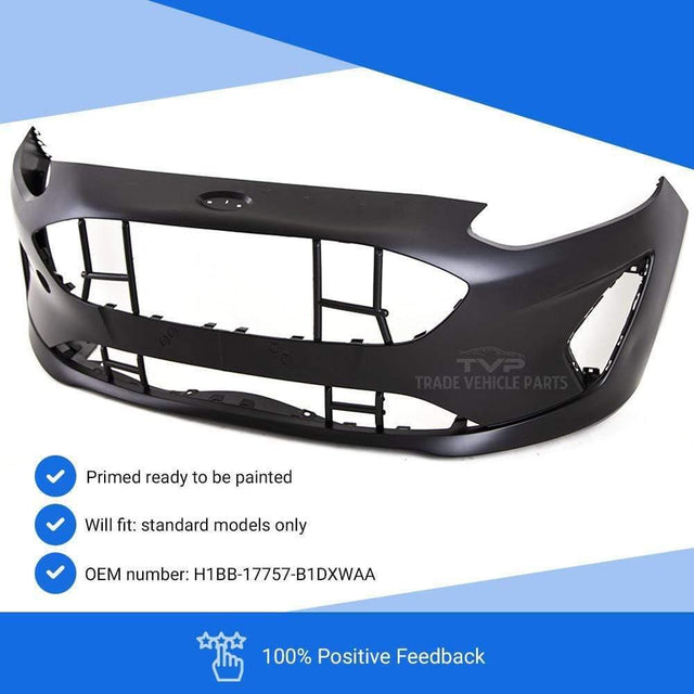 Fits Ford Fiesta Mk8 2017- Front Bumper No Sensor Holes Primed Standard Models - image 3