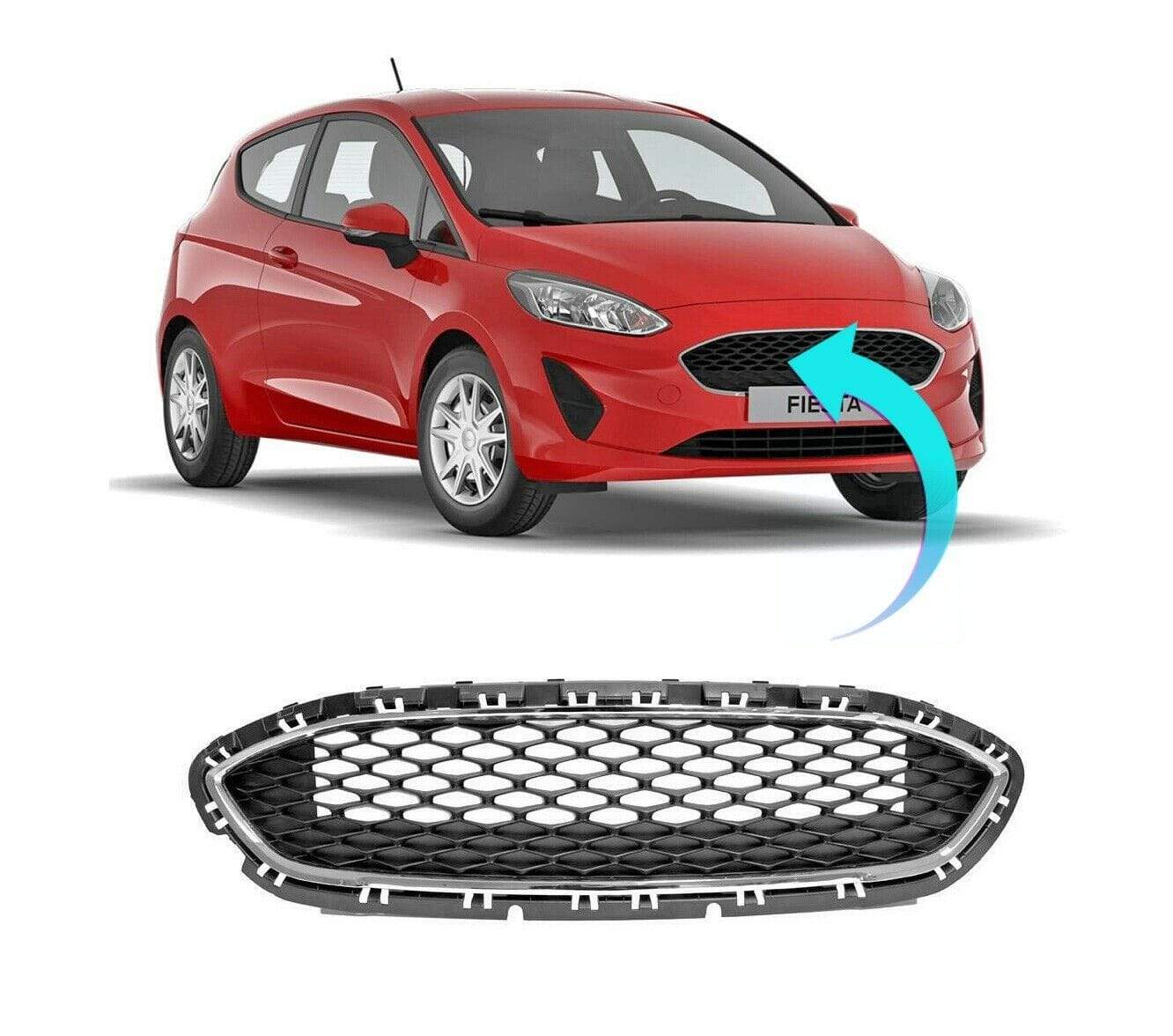Ford Fiesta Mk8 2017-2021 Front Main Grille With Chrome Surround Honey –