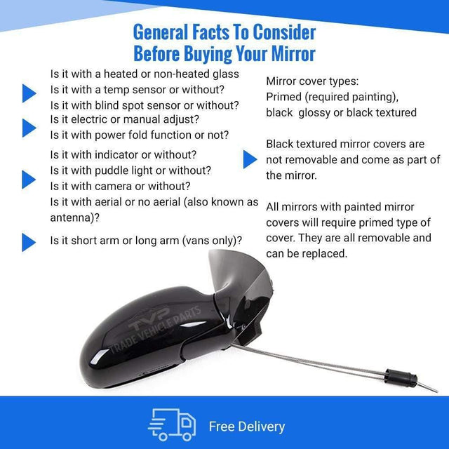 Fits Ford Focus 1998-2004 Door Wing Mirror Manual Black Driver Side  - image 4