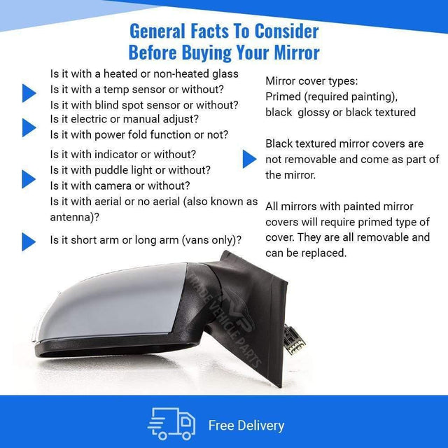 Fits Ford Focus 2005-2007 Door Wing Mirror Electric Heated Primed Passenger Side - image 4