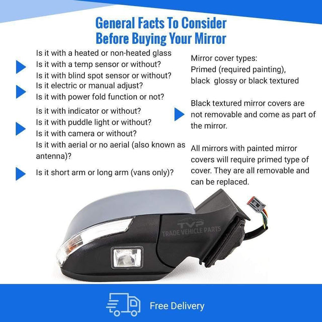 Fits Ford Focus 2008-2011 Door Wing Mirror Electric Heated Primed Power Fold Driver Side - image 3