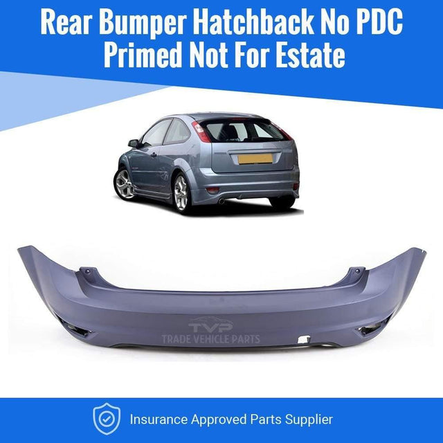 Fits Ford Focus 2008-2011 Rear Bumper 3/5 Door Hatch No Pdc Primed W/O Tow Eye Cover - image 2