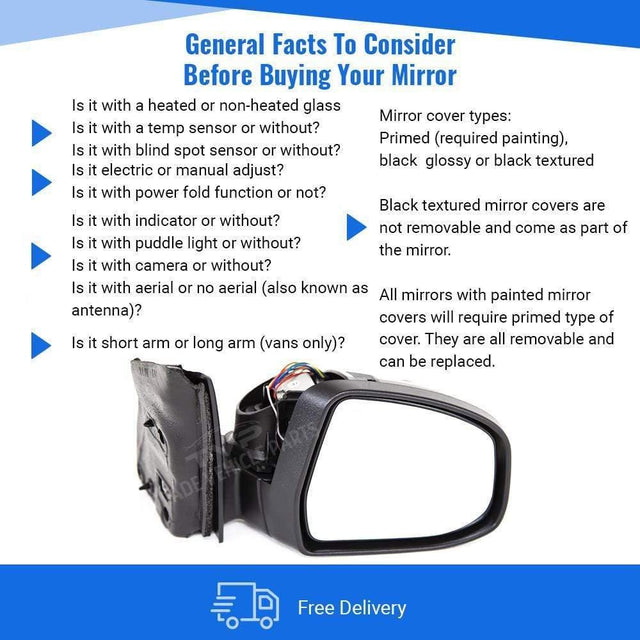 Fits Ford Focus 2011- Door Wing Mirror Heated Electric Power Fold Primed W/Indicator Puddle Lamp Driver Side - image 4