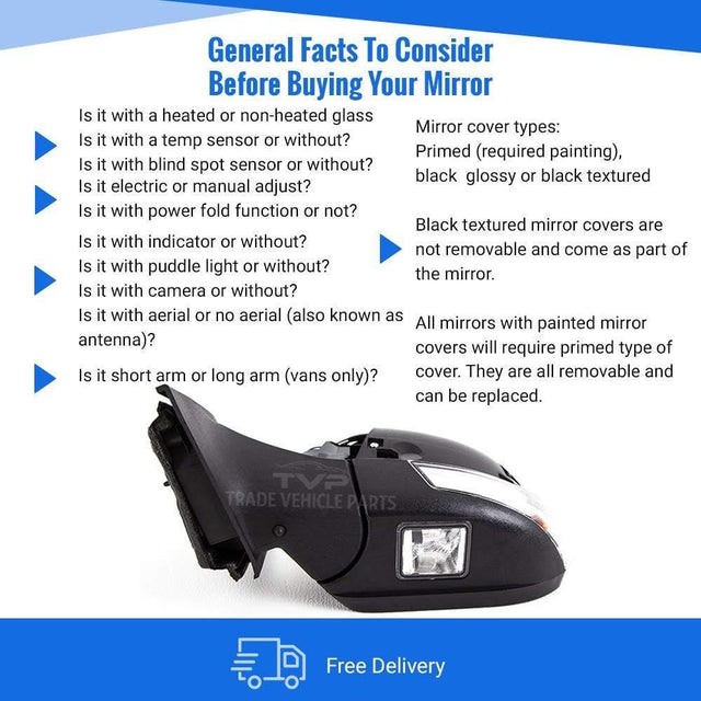 Fits Ford Focus 2011-2018 Door Wing Mirror Heated Electric Power Fold W/Indicator Puddle Lamp Temp. Sensor Passenger Side - image 4