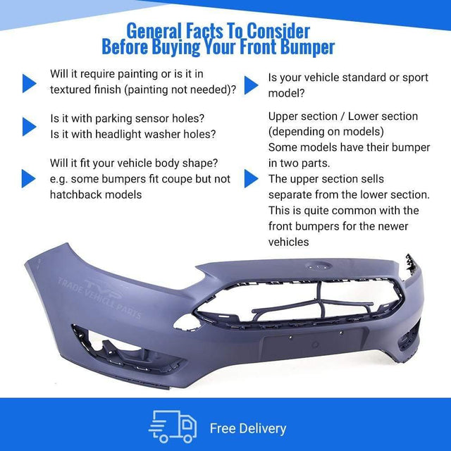 Fits Ford Focus 2014- On Front Bumper Primed No Pdc - image 4