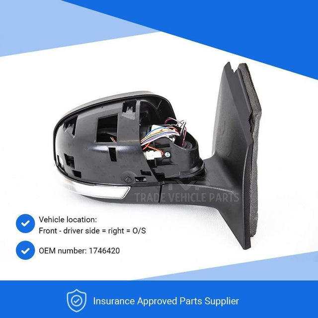 Fits Ford Focus 5D Hatchback & Estate 2011-2018 Door Mirror Electric Heated Indicator & Puddle Lamp Power Fold Blis Primed Cover Driver Side - image 2