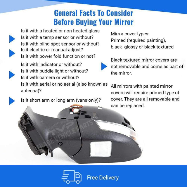 Fits Ford Focus 5D Hatchback & Estate 2011-2018 Door Mirror Electric Heated Indicator & Puddle Lamp Power Fold Blis Primed Cover Temperature Sensor 10 Pins Left Side - image 3