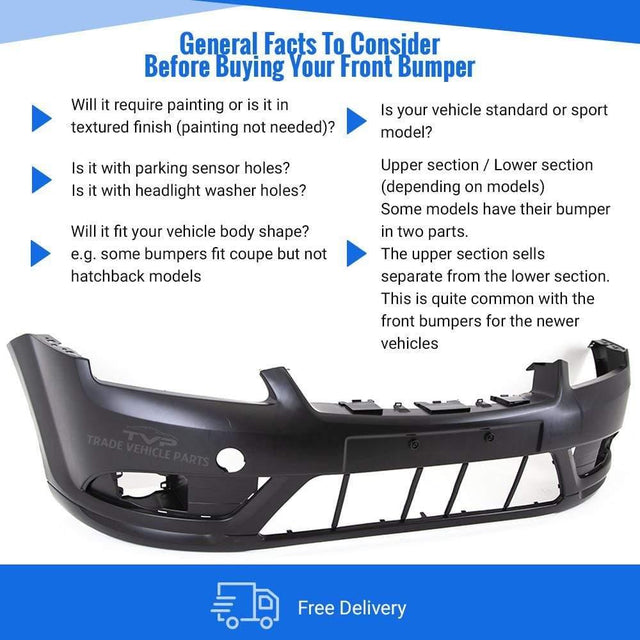 Fits Ford Focus Cc Convertible 2007-2008 Front Bumper No Pdc Or Washer Holes - image 3