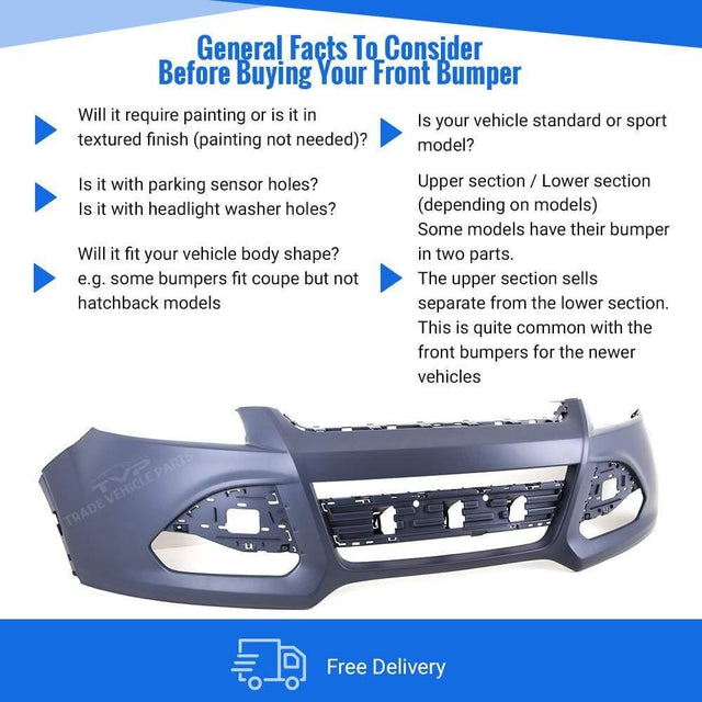 Fits Ford Kuga 2013-2016 Front Bumper Primed No Pdc Or Washer Holes - image 4