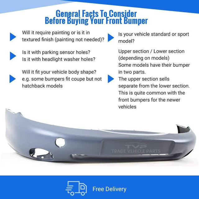 Fits Ford Mondeo 1996-2000 Front Bumper Primed No Pdc Or Washer Holes - image 3