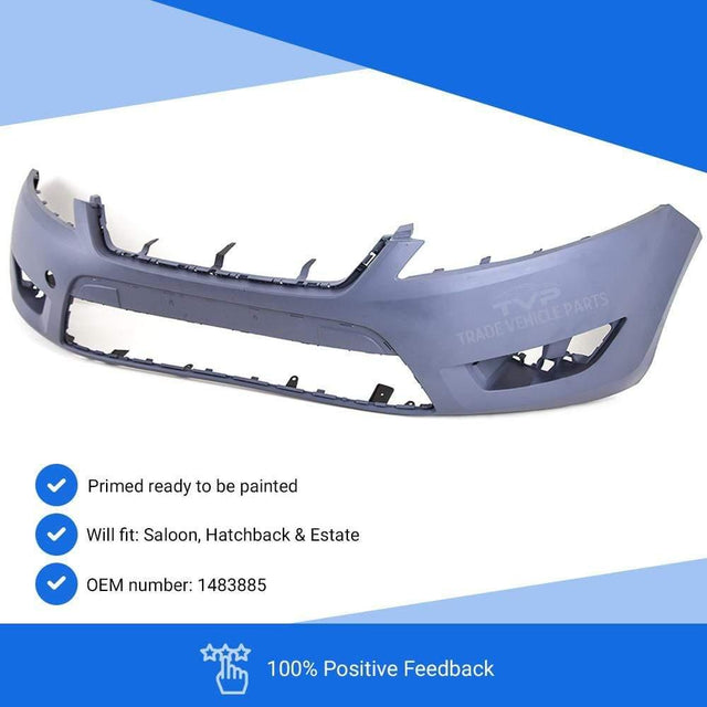 Fits Ford Mondeo 2007-2010 Front Bumper Primed No Wash Jet Or Sensor Holes-No Spoiler - image 2