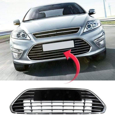 Fits Ford Mondeo 2010-2014 Front Bumper Lower Centre Grille Black Gloss With Chrome Moulding - tradevehicleparts.co.uk