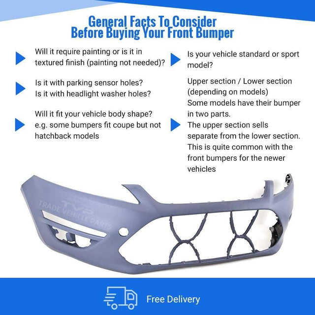 Fits Ford Mondeo 2011-2014 Front Bumper Primed No Wash Jet Or Sensor Holes  - image 3