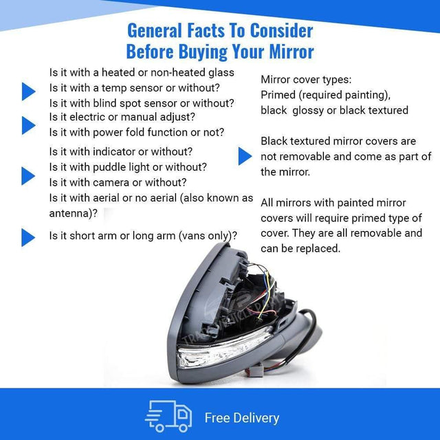 Fits Ford Mondeo 2015-2019 Door Wing Mirror Electric Heated Power Fold With Indicator Puddle Lamp & Temp Sensor Primed Driver Side - image 2