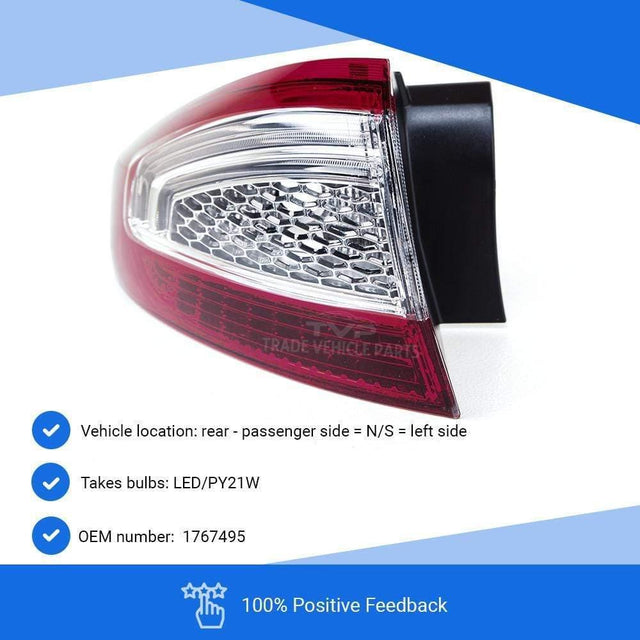 Fits Ford Mondeo Hatchback 2010-2014 Rear Light Lamp Outer Section Led Passenger Side - image 3