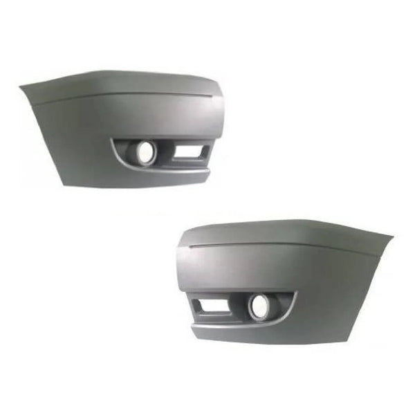 Fits Ford Transit 2006- Front Bumper Corner End With Fog Hole Mat Gray Textured Pair Left & Right