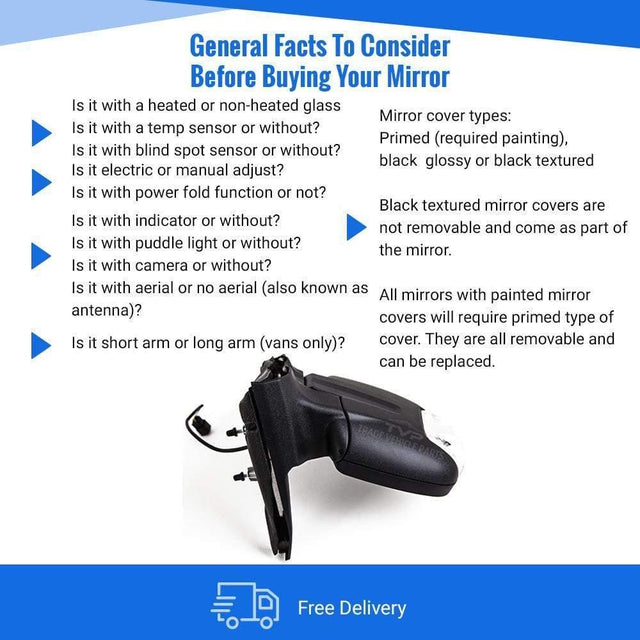Fits Ford Transit 2014- Door Wing Mirror Manual Black Textured Clear Indicator Left Side - image 3