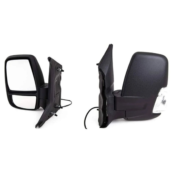 Fits Ford Transit 2014- Door Wing Mirror Manual Black Textured Clear Indicator Left Side