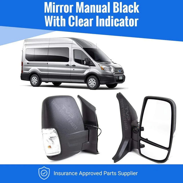 Fits Ford Transit 2014- Door Wing Mirror Manual Black Textured Clear Indicator Right Side - image 2