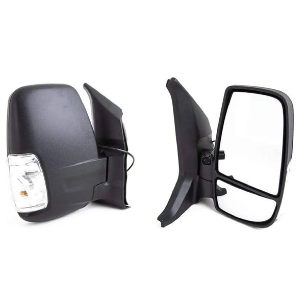 Fits Ford Transit 2014- Door Wing Mirror Manual Black Textured Clear Indicator Right Side