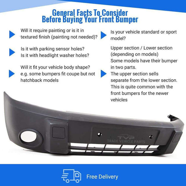Fits Ford Transit Connect 2003-2005 Front Bumper Mat Grey With Large Fog Light Holes - image 3