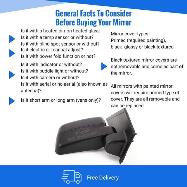 Fits Ford Transit Connect 2009-2013 Door Wing Mirror Manual Black Driver Side - image 4