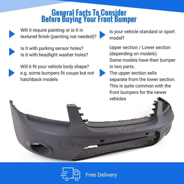 Fits Ford Transit Connect 2009-2013 Front Bumper Black With Fog Light No Pdc Holes - image 3