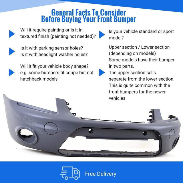 Fits Ford Transit Connect 2009-2013 Front Bumper Primed With Fog Light No Pdc Holes - image 3