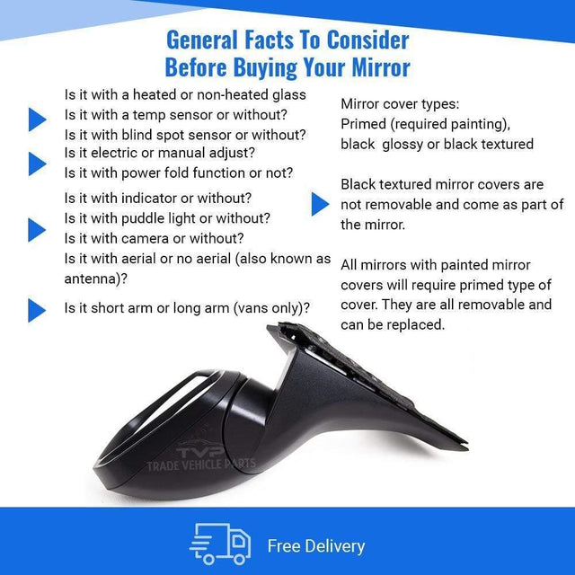 Fits Ford Transit Connect 2014- Door Wing Mirror Manual Textured Passenger Side - image 4