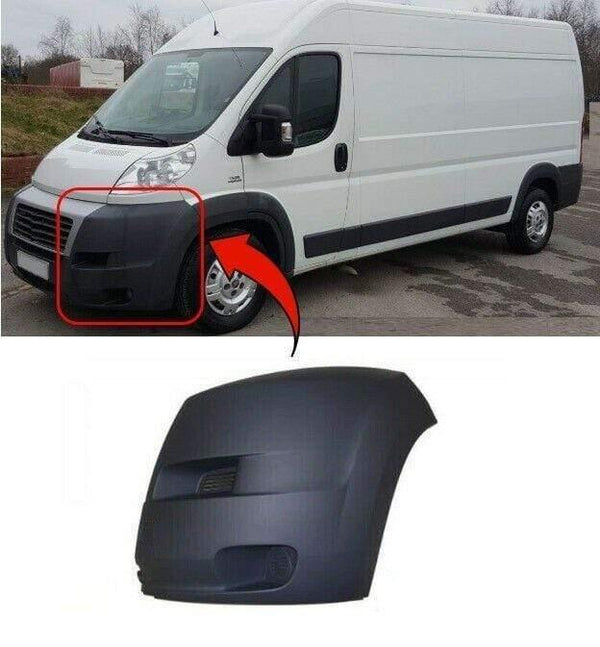 Fits Fiat Ducato 2006-2014 Front Bumper End Corner Black Textured Left Side