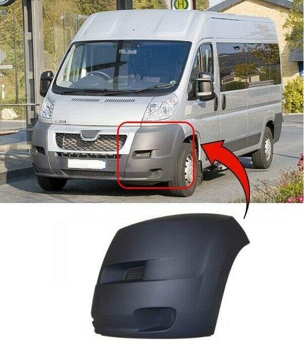 FT1019B Peugeot Boxer 2006-2014 Front Bumper End Corner Black Textured Left Side