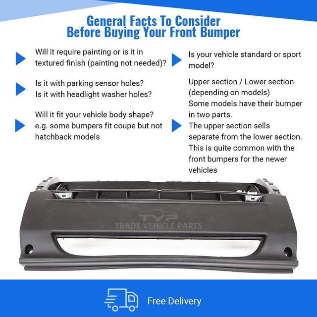 Fits Citroen Relay 2006-2014 Front Bumper Centre Section Dark Gray - image 4