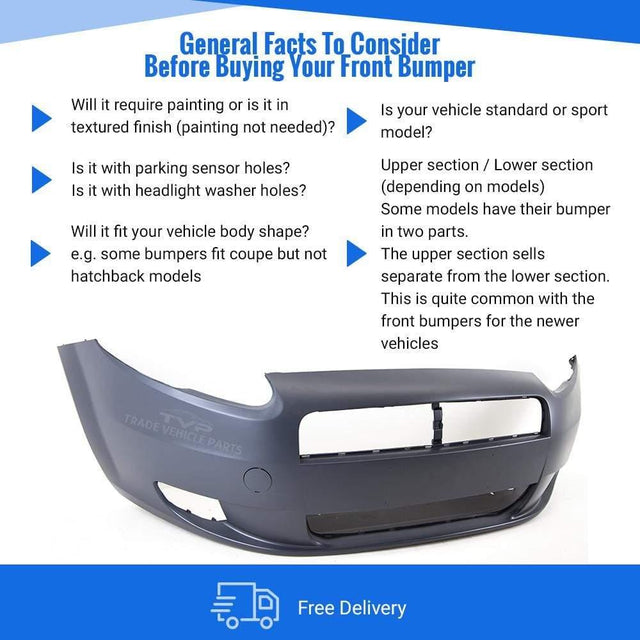 Fits Fiat Grande Punto 2006-2010 Front Bumper Primed No Pdc Or Washer Holes - image 4