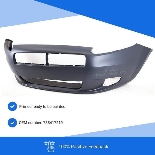 Fits Fiat Grande Punto 2006-2010 Front Bumper Primed No Pdc Or Washer Holes - image 3
