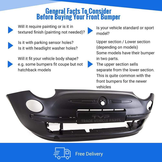 Fits Fiat 500 2008-2015 & 500C 2009-2014 Front Bumper Primed For Models With Chrome Mouldings No Pdc Or Washer Holes W/O Tow Eye Cover - image 4