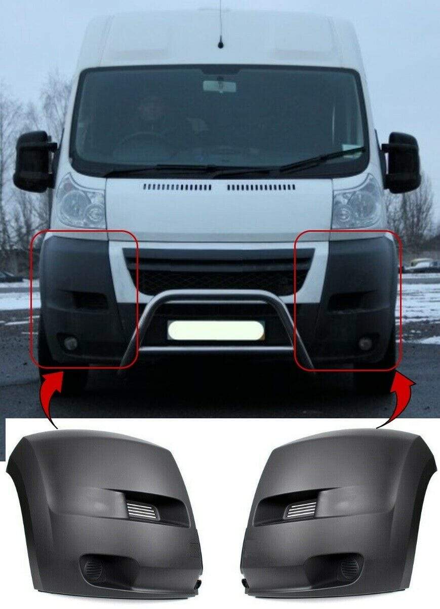 FT3001A Citroen Relay 2006-2014 Front Bumper End Corner Black Textured Pair Left & Right
