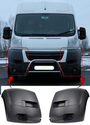 Fits Citroen Relay 2006-2014 Front Bumper End Corner Black Textured Pair Left & Right - tradevehicleparts.co.uk
