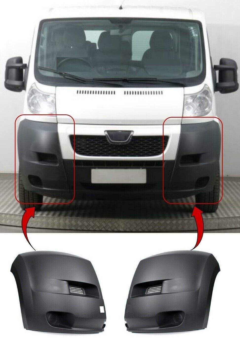 FT3001B Peugeot Boxer 2006-2014 Front Bumper End Corner Black Textured Pair Left & Right